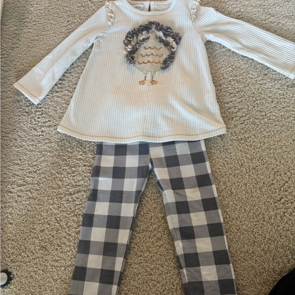 Mud Pie White and Gray Turkey Thanksgiving Set